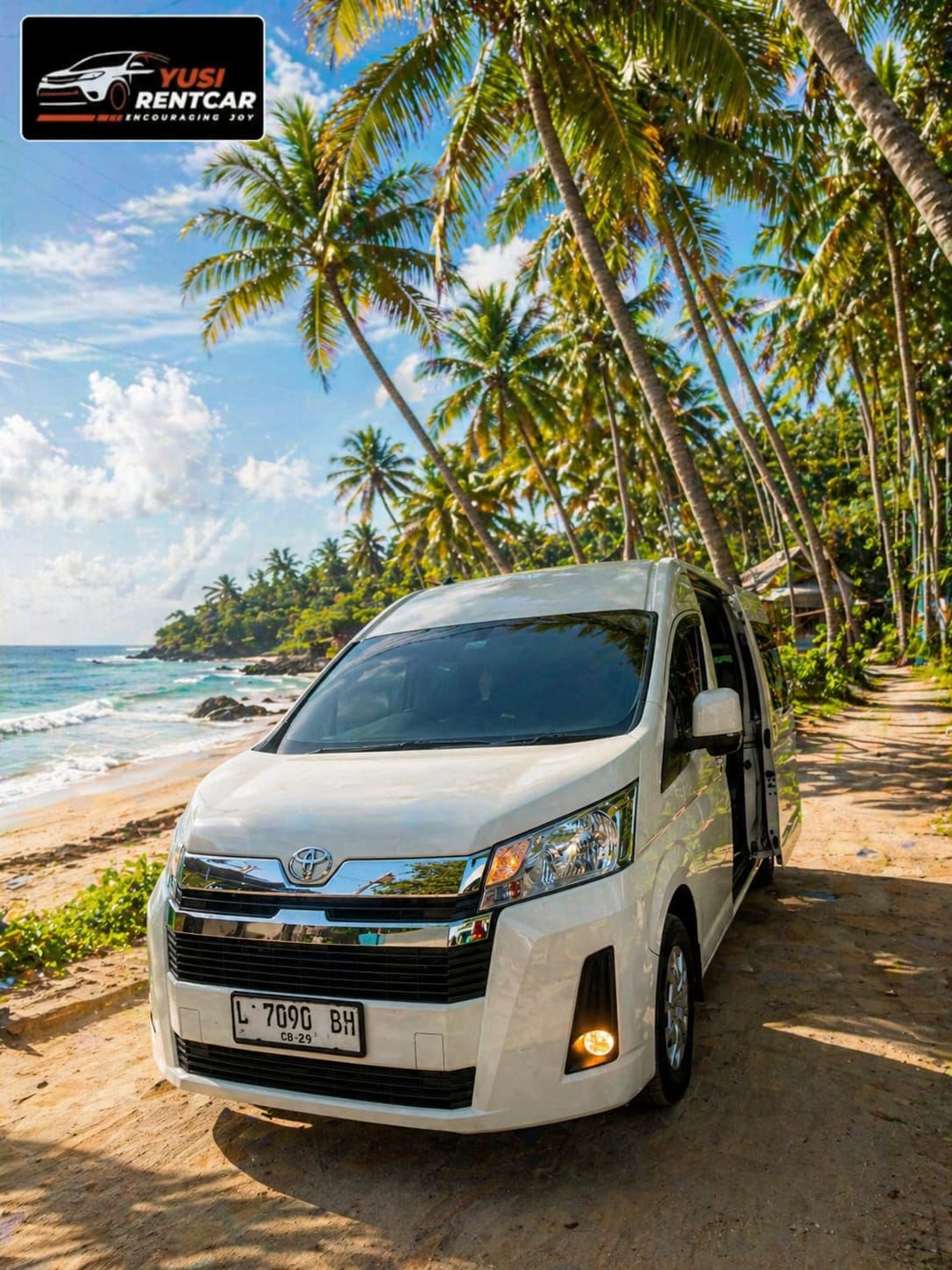 Hiace Premio di pantai berpasir